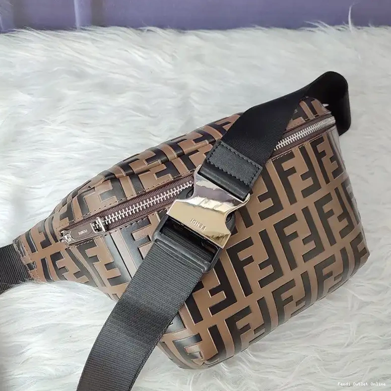 Bag Motif Leather Brown In Belt FF Nappa Fendi 0503